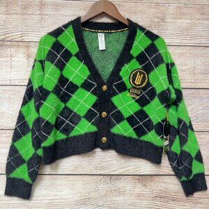 Wicked X Justice Cardigan Sweater Elphaba Green Fuzzy Size L (12/14)